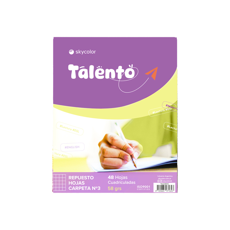 Repuesto Talento 48 hojas cuadriculadas 