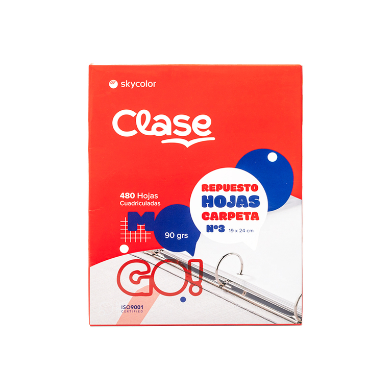 Repuesto Clase 480 hojas cuadriculadas 